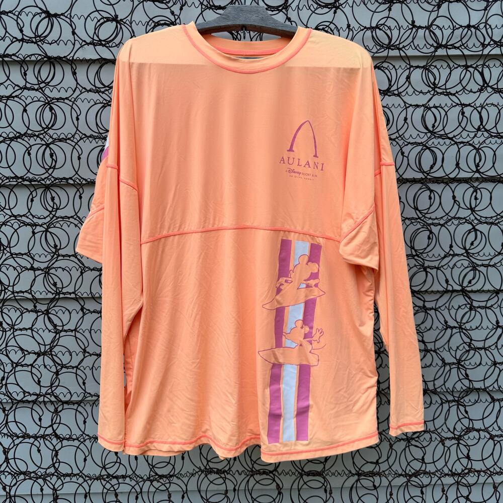 Disney Aulani Resort Spirit Jersey Orange Long Sleeve Swim Shirt UPF 50 LARGE